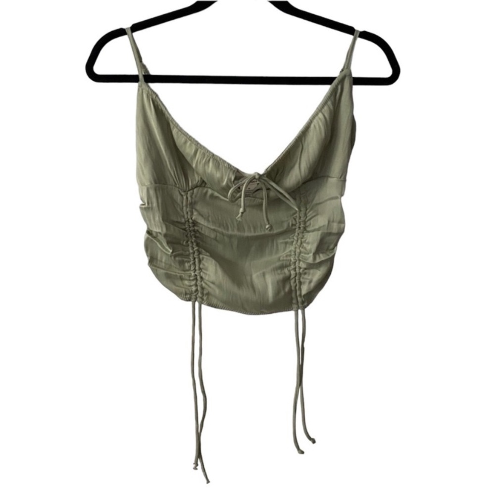 Urban Romantics Cropped Tie Front Ruched Top